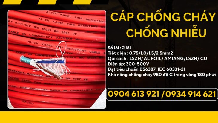 Dây chống cháy chống nhiễu 2×1.0mm2 Altek Kabel – phân phối tại HCM