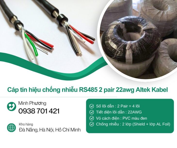 Cáp tín hiệu chống nhiễu RS485 2 pair 22awg Altek Kabel Thanh Hóa, Nghệ An, Hà Tĩnh