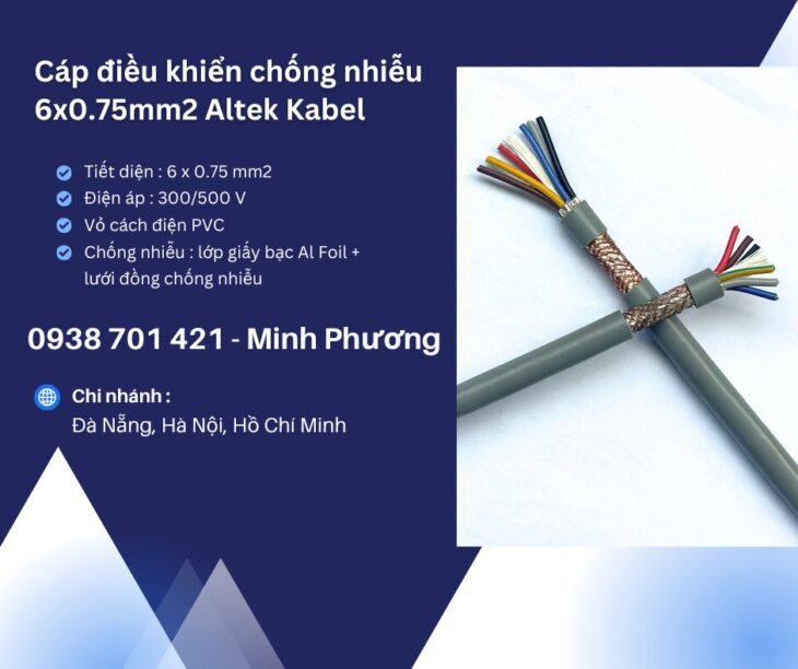 Dây cáp điện chống nhiễu Altek Kabel 6×0.75mm2 Hải Phòng, Ninh Thuận, Nha Trang