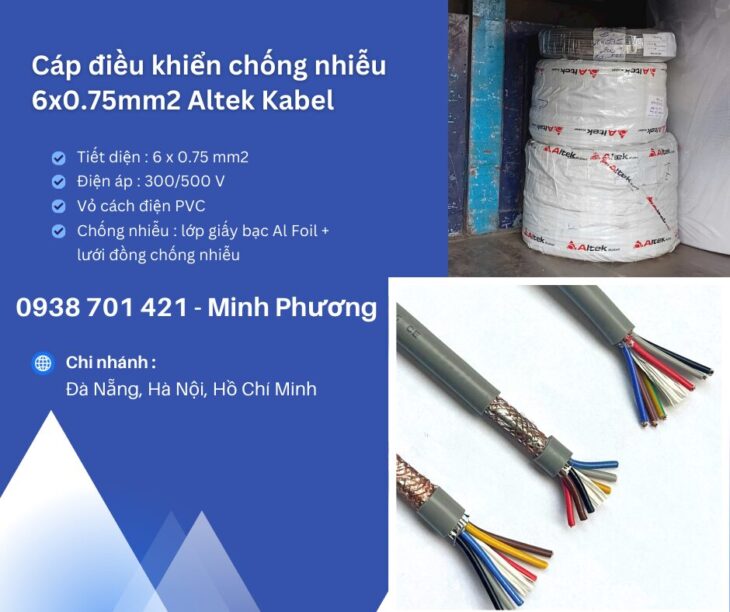 Dây cáp điện chống nhiễu Altek Kabel 6×0.75mm2 Hải Phòng, Ninh Thuận, Nha Trang