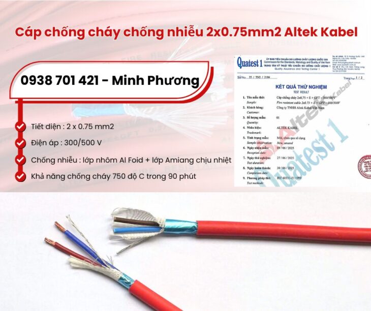 Cáp chống cháy chống nhiễu Altek Kabel 2×0.75mm2 phân phối Đà Nẵng, Hà Nội, Hồ Chí Minh
