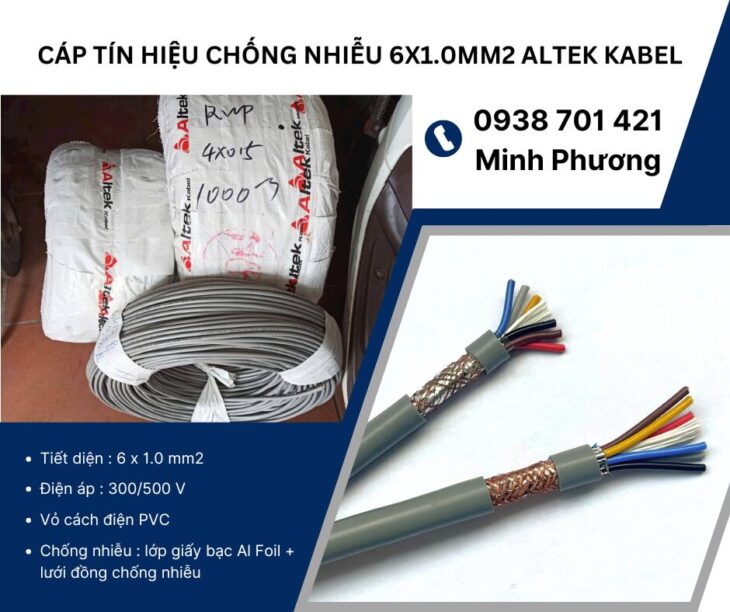 Cáp tín hiệu chống nhiễu 6×1.0mm2 Altek Kabel Đà Nẵng, Hà Tĩnh, Quảng Bình