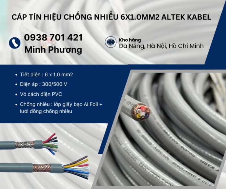 Cáp tín hiệu chống nhiễu 6×1.0mm2 Altek Kabel Đà Nẵng, Hà Tĩnh, Quảng Bình