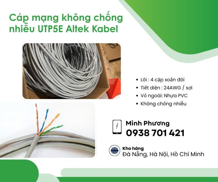 Cáp mạng không chống nhiễu UTP5E Altek Kabel phân phối Đà Nẵng, Quảng Ngãi, Hồ Chí Minh