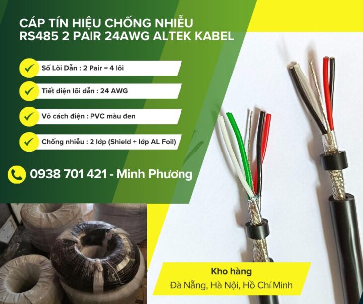 Cáp tín hiệu chống nhiễu rs485 2 pair 24awg Hà Nội, Quảng Trị, Hồ Chí Minh