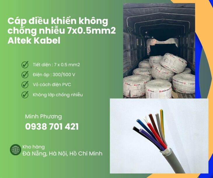 Dây cáp điều khiển không lưới chống nhiễu 7×0.5mm2 phân phối Huế, Đà Nẵng, Hà Tĩnh