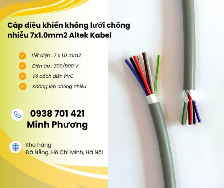 Cáp điều khiển không chống nhiễu 7×1.0mm² – Giải pháp tối ưu cho hệ thống điện công nghiệp