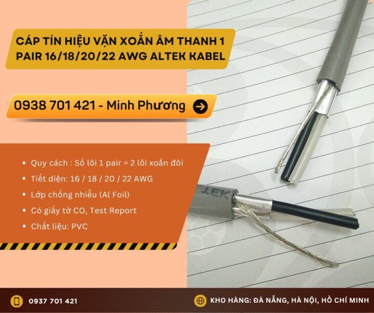 Cáp tín hiệu 1 Pair 16/18/20/22 AWG – Giá tốt, chất lượng cao