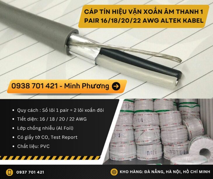 Cáp tín hiệu 1 Pair 16/18/20/22 AWG – Giá tốt, chất lượng cao