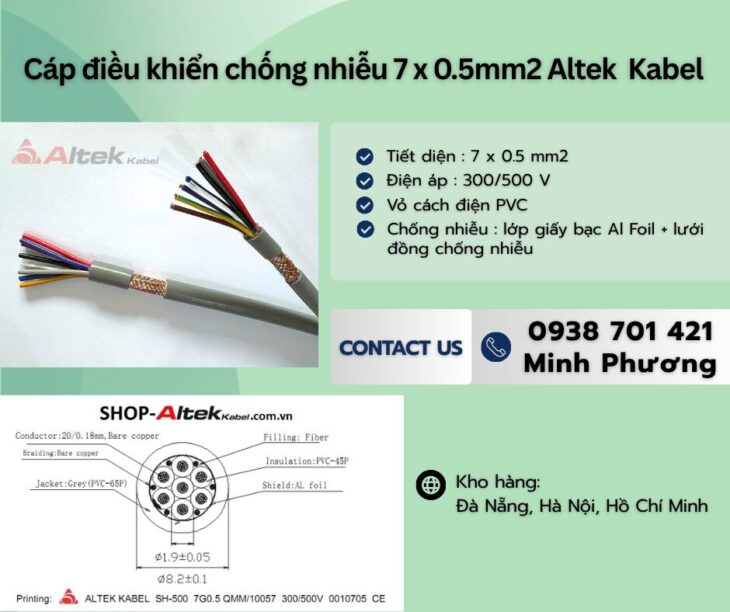 Cáp Điều Khiển Chống Nhiễu 7×0.5mm2 Giá Tốt – Hàng Chính Hãng