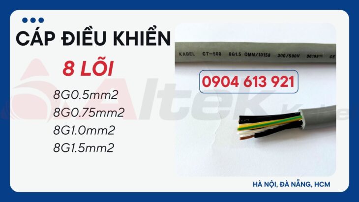 Cáp điều khiển chống nhiễu 8 lõi 8×0.5/8×0.75/8×1.0/8×1.5 Altek Kabel