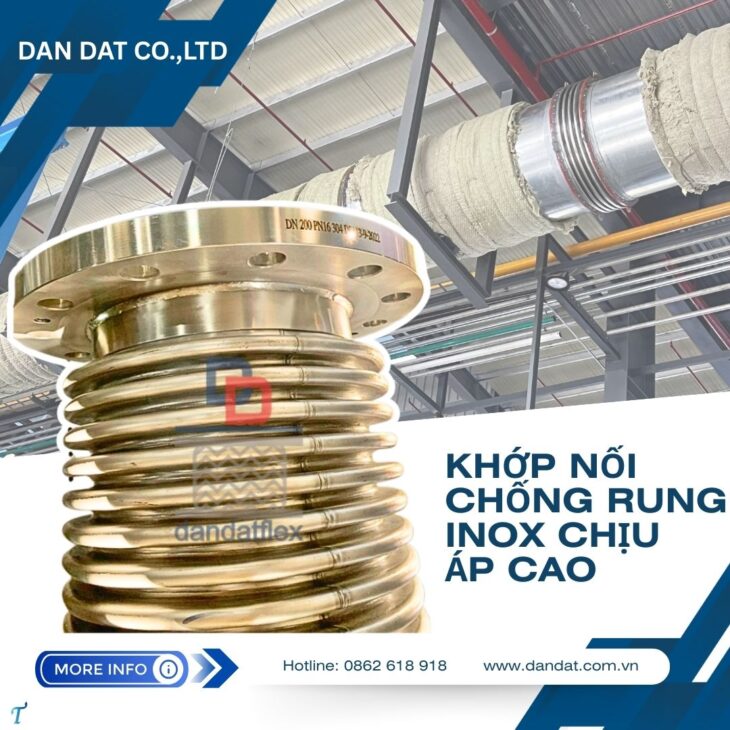 Khớp nối mềm máy bơm, khớp chống rung inox cho trạm bơm nước, khớp nối mềm chống rung inox nối bích
