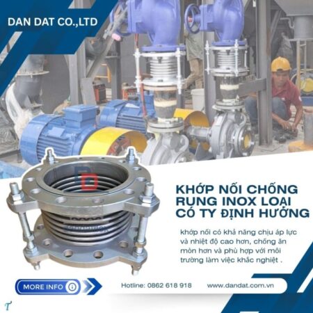 Khớp nối mềm máy bơm, khớp chống rung inox cho trạm bơm nước, khớp nối mềm chống rung inox nối bích