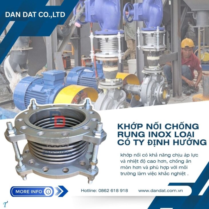 Khớp nối mềm máy bơm, khớp chống rung inox cho trạm bơm nước, khớp nối mềm chống rung inox nối bích