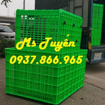 Sóng nhựa hở có 26 bánh xe, sọt dùng trong các nhà xưởng, sọt nhựa