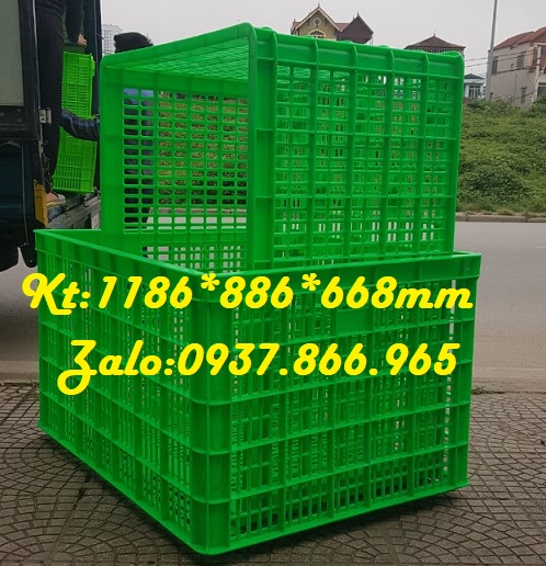 Sóng nhựa hở có 26 bánh xe, sọt dùng trong các nhà xưởng, sọt nhựa