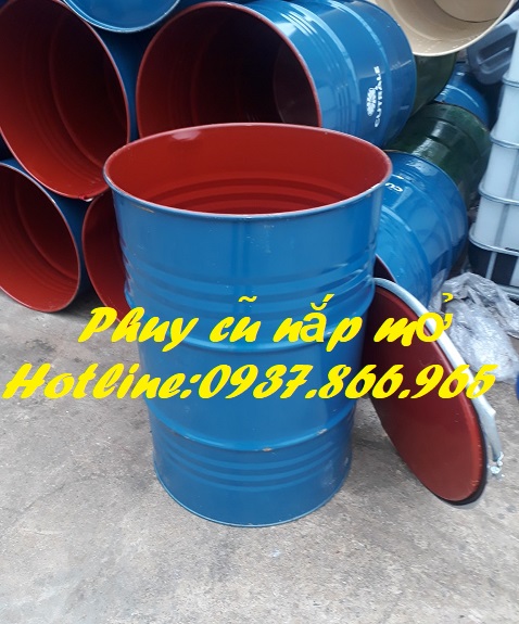 Phuy sắt, thùng phuy sắt cũ, bán phuy sắt tại Hà Nội, phuy nắp mở cũ, phuy cũ