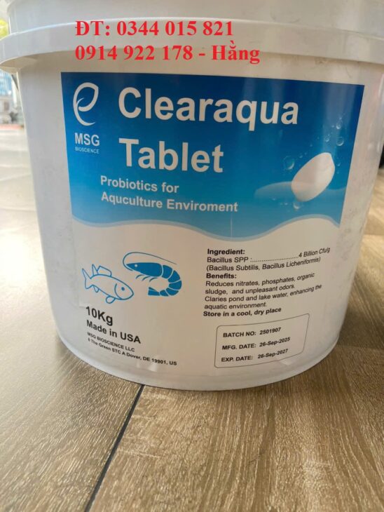 Men vi sinh viên Mỹ 3G Clearaqua Tabet, xử lý nước và đáy ao nuôi