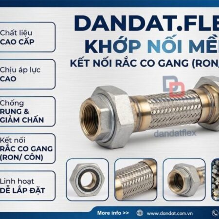 Khớp Nối Mềm Rắc Co Inox, Khớp Nối Mềm Inox Nối Rắc Co Gang (Ron / Côn), Ống Mềm Inox 2 Đầu Nối Ren