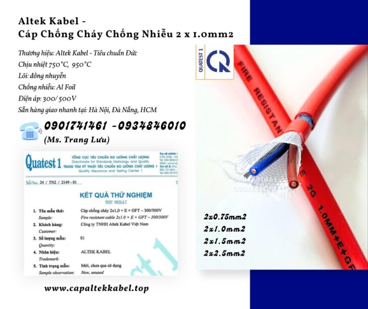 Cáp chống cháy chống nhiễu 2×1.0mm2 – Altek Kabel giao nhanh Đà Nẵng, Hà Nội, Sài Gòn