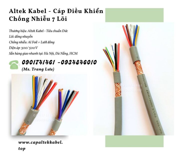 Cáp điện, cáp điều khiển chống nhiễu 7×0.5, 7×0.75, 7×1.0, 7×1.5