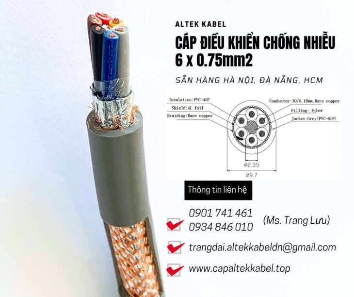 Cáp điều khiển Altek Kabel 6×0.75 chống nhiễu sẵn Hà Nội, Hưng Yên, Bắc Ninh
