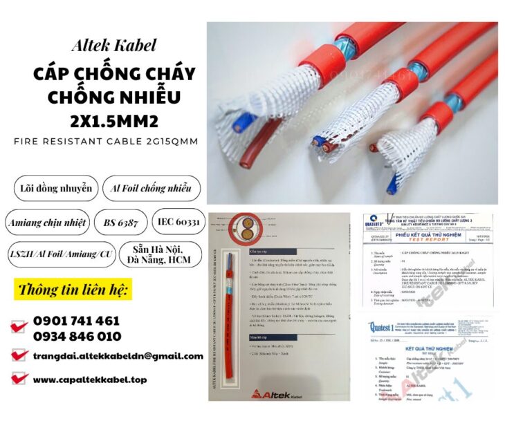 Cáp chống cháy chống nhiễu 2×1.5 Altek Kabel sẵn Hải Phòng, Thái Bình, Nam Định, Ninh Bình