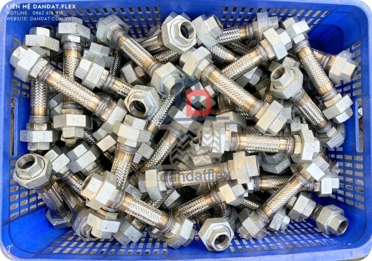 Khớp Nối Mềm Rắc Co Inox, Khớp Nối Mềm Inox Nối Rắc Co Gang (Ron / Côn), Ống Mềm Inox 2 Đầu Nối Ren