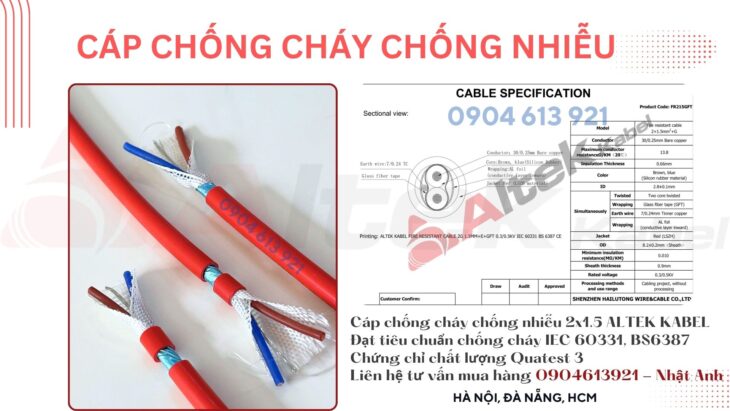 Cáp tín hiệu chống cháy chống nhiễu fr 2×1.5 Altek Kabel – TPHCM