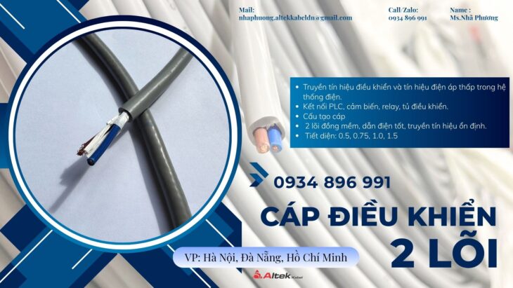 Mua Cáp Điều Khiển 2 Lõi Chính Hãng Tại Huế, Quảng Bình, Quảng Trị – Báo Giá Ngay