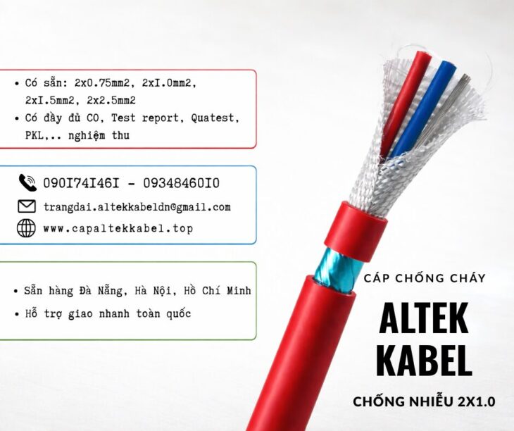 Cáp báo cháy 2×1.0mm2 chống cháy Altek Kabel – Đà Nẵng, Huế, Quảng Nam