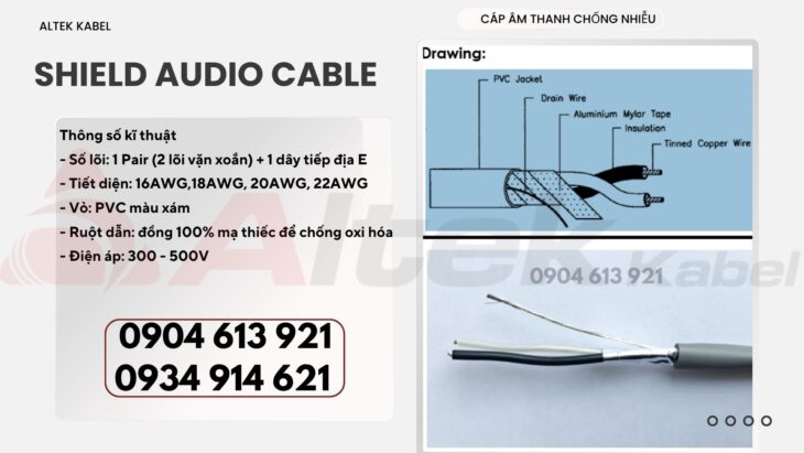 Cáp âm thanh chống nhiễu 1 pair 18AWG Altek Kabel