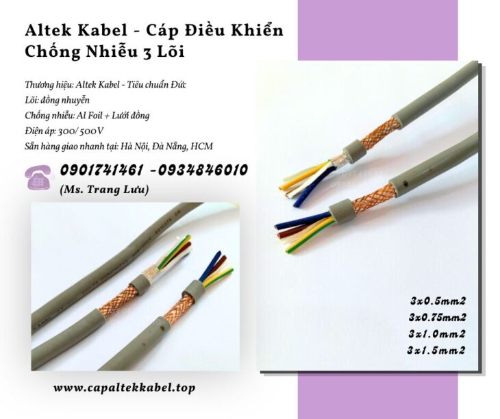 Cáp điều khiển 3×0.5/3×0.75/3×1.0/3×1.5 – Altek Kabel
