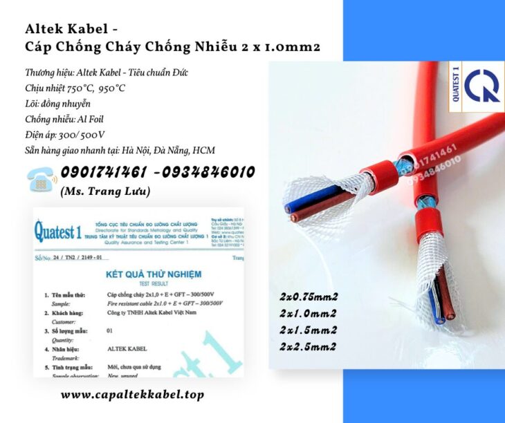Cáp chống cháy chống nhiễu 2×1.0mm2 – Altek Kabel giao nhanh Đà Nẵng, Hà Nội, Sài Gòn