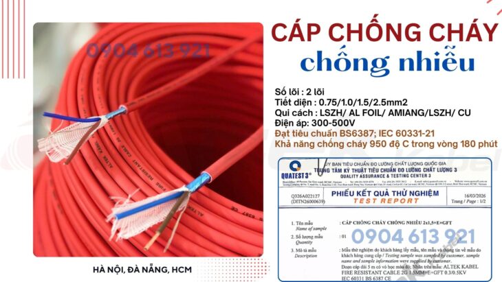 Cáp tín hiệu chống cháy chống nhiễu fr 2×1.5 Altek Kabel – TPHCM