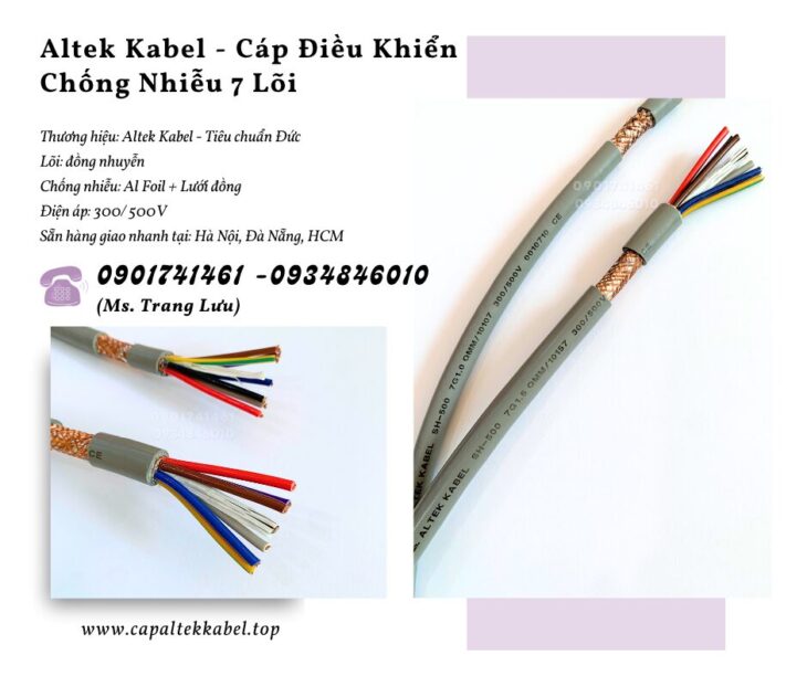 Cáp điện, cáp điều khiển chống nhiễu 7×0.5, 7×0.75, 7×1.0, 7×1.5