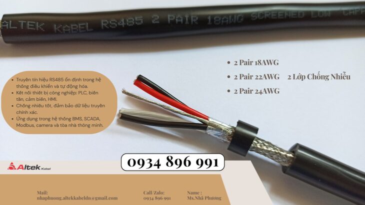 Sẵn Hàng Cáp Tín Hiệu RS485 24 AWG: Cần Thơ, Bình Dương, Vũng Tàu