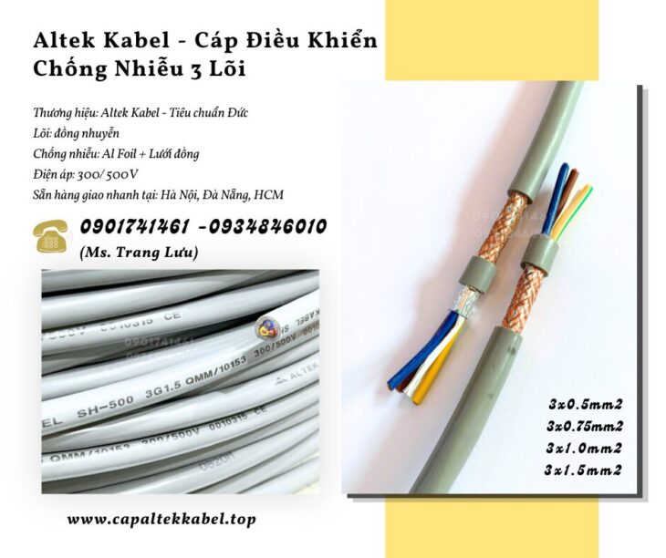 Cáp điều khiển 3×0.5/3×0.75/3×1.0/3×1.5 – Altek Kabel