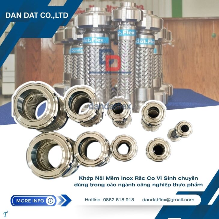 Khớp nối mềm nối ren, khớp nối mềm inox chịu nhiệt, ống mềm inox rắc co ren, khớp nối mềm inox nối r