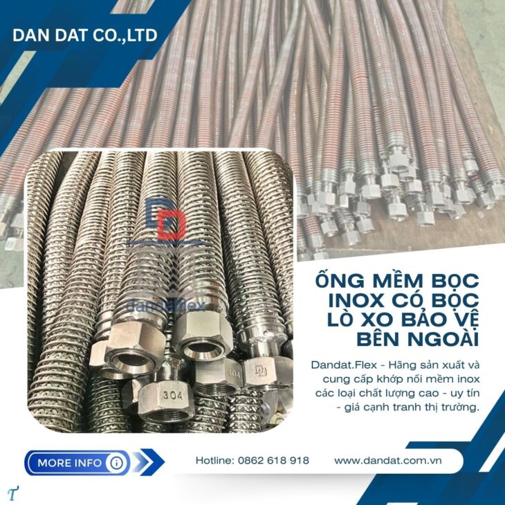 Khớp nối mềm nối ren, khớp nối mềm inox chịu nhiệt, ống mềm inox rắc co ren, khớp nối mềm inox nối r