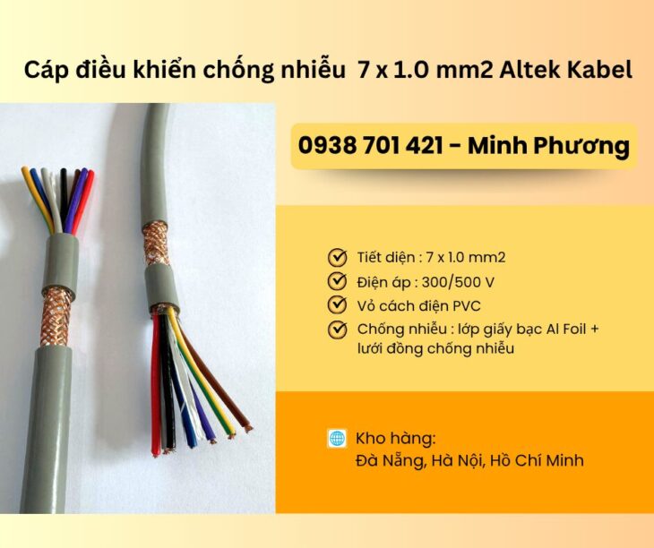 Cáp điều khiển có lưới chống nhiễu 7×1.0mm2 giao ngay Hồ Chí Minh, Bình Dương