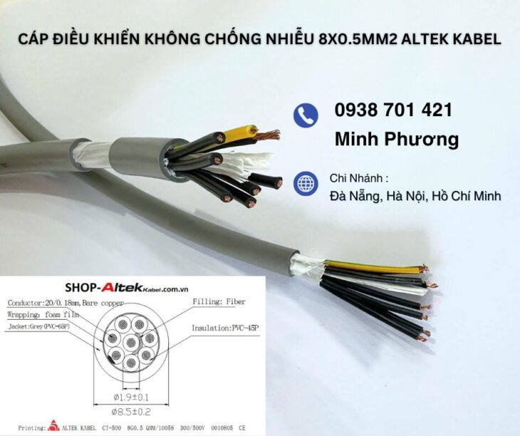 Cáp điều khiển không chống nhiễu 8×0.5mm² – Giá tốt, chất lượng ổn định cho hệ thống công nghiệp