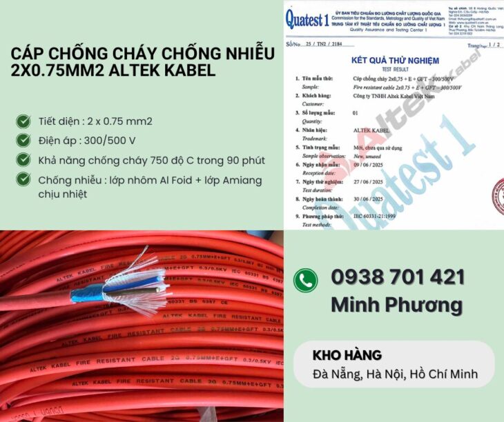 Cáp chống cháy chống nhiễu 2×0.75mm² Altek Kabel – Báo giá, ứng dụng mới nhất 2026