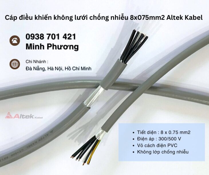 Cáp điều khiển không chống nhiễu 8×0.75mm² – Lựa chọn tối ưu cho hệ thống điều khiển