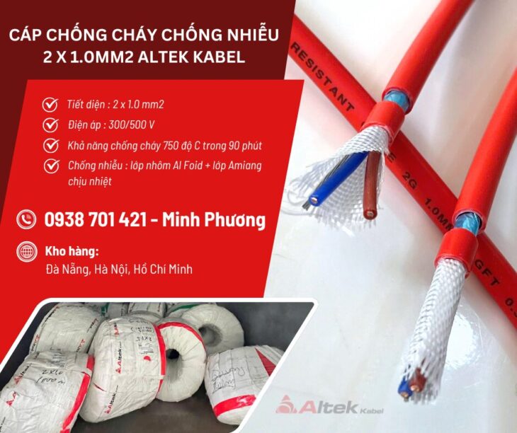 Cáp chống cháy chống nhiễu Altek Kabel 2×1.0mm2 phân phối Đà Nẵng, Khánh Hòa