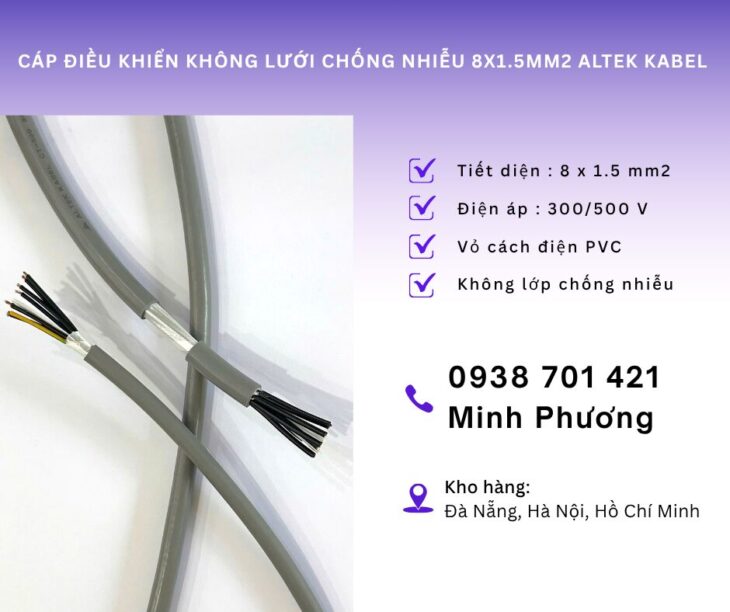 Cáp điều khiển không lưới chống nhiễu 8×1.5mm² Altek Kabel và Ứng dụng thực tế