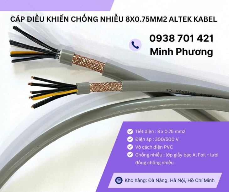 Cáp điều khiển chống nhiễu 8×0.75mm² – Giải pháp truyền tín hiệu ổn định