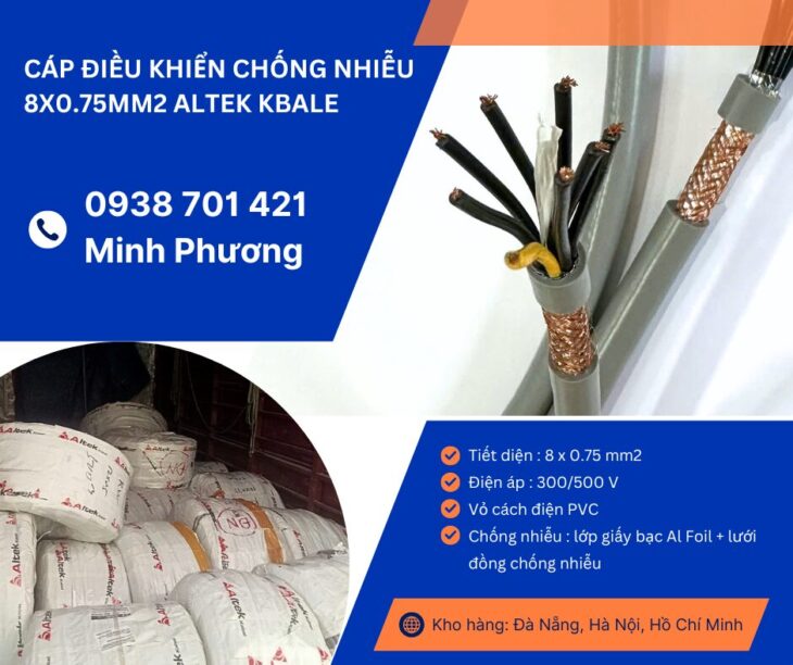 Cáp điều khiển chống nhiễu 8×0.75mm² – Giải pháp truyền tín hiệu ổn định