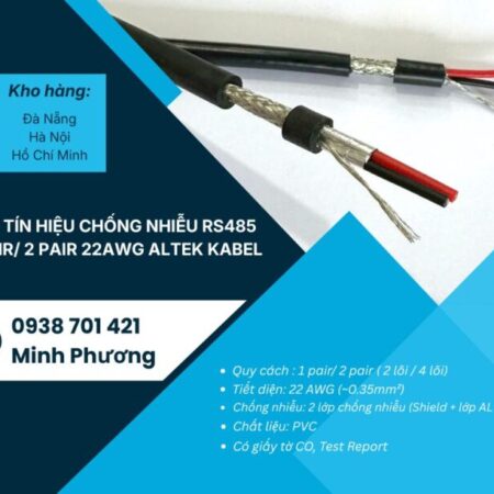 Cáp tín hiệu chống nhiễu RS485 1 Pair/ 2 Pair 22AWG – Giá tốt, sẵn kho, giao nhanh