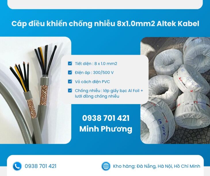 Cáp điều khiển chống nhiễu 8×1.0mm2 – Báo giá mới nhất, hàng chính hãng